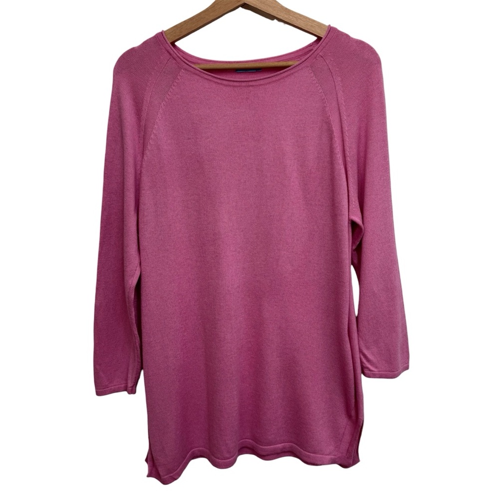 J McLaughlin Pink Boatneck 3/4 Sleeves Pullover Sweater Women Large Longline